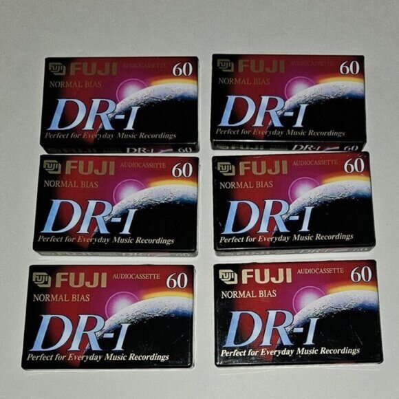 6 Fuji Audio Cassette Tapes Blank Lot 60 Minutes DR-I Normal Bias FACTORY SEALED - Picture 1 of 5